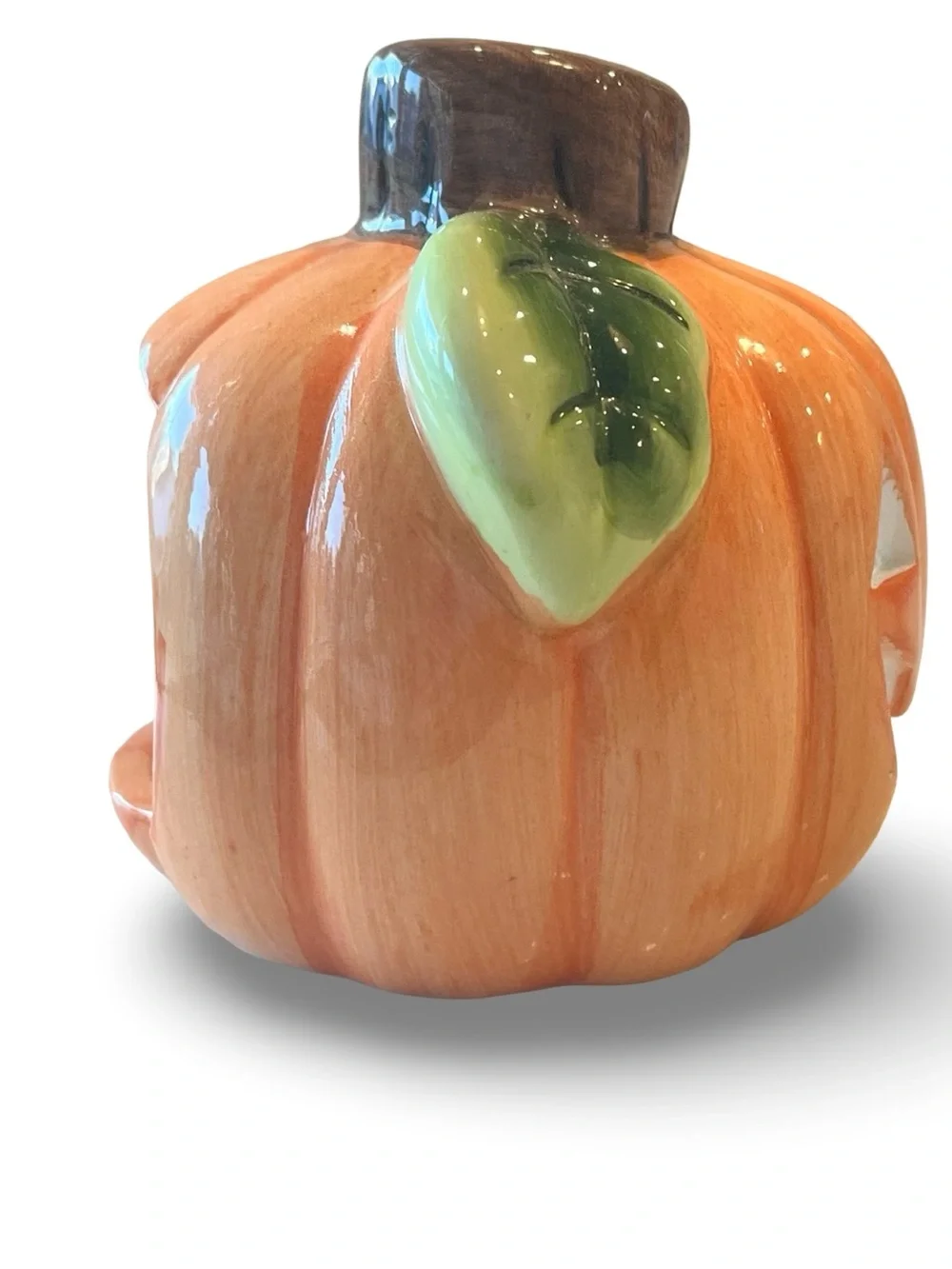 Ceramic Halloween Jack O Lantern Tea Light Candle Holder